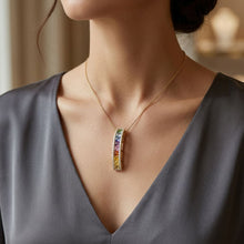 Load image into Gallery viewer, Diamond Rainbow Sapphire Necklace - Necklaces
