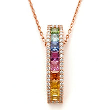 Load image into Gallery viewer, Diamond Rainbow Sapphire Necklace - Necklaces
