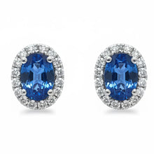 Load image into Gallery viewer, Diamond Sapphire Earrings - Earrings
