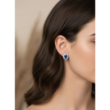 Load image into Gallery viewer, Diamond Sapphire Earrings - Earrings
