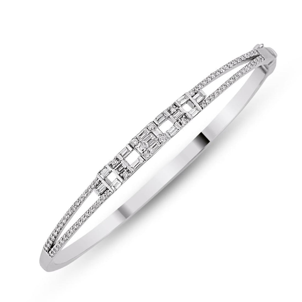 Round and Baguette Diamond Bangle - Empire Fine Jewellers