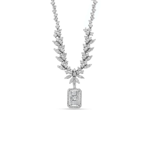 Round and Baguette Diamond Necklace - Empire Fine Jewellers