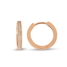Load image into Gallery viewer, Channel set rose gold diamond hoop earring
