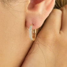 Load image into Gallery viewer, Diamond Double Row Hoop Earring - Jewelry
