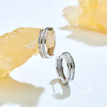 Load image into Gallery viewer, Diamond Double Row Hoop Earring - Jewelry

