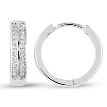 Load image into Gallery viewer, Diamond Double Row Hoop Earring - Jewelry
