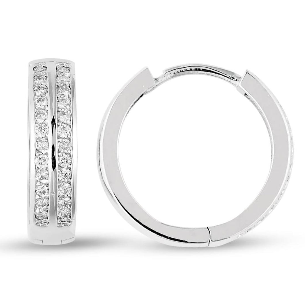 Diamond Double Row Hoop Earring - Jewelry