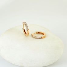 Load image into Gallery viewer, Diamond Double Row Hoop Earring - Jewelry
