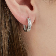 Load image into Gallery viewer, Diamond Double Row Hoop Earring - Jewelry
