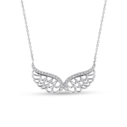 Diamond Guardian Angel Wings Necklace