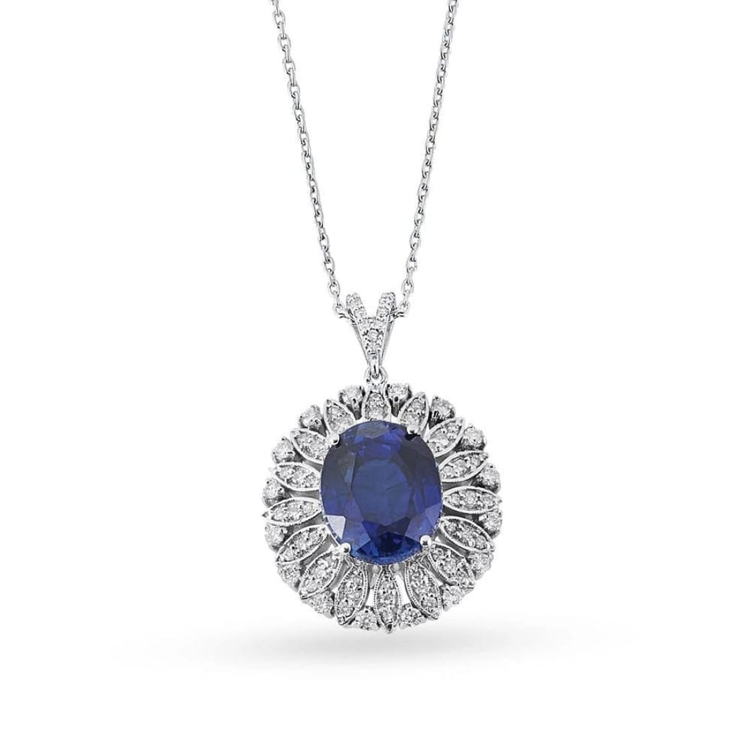 Diamond Sapphire Necklace - Jewelry