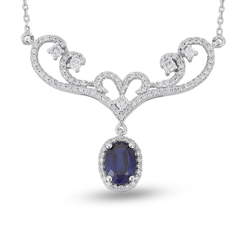 Diamond Sapphire Necklace - Jewelry
