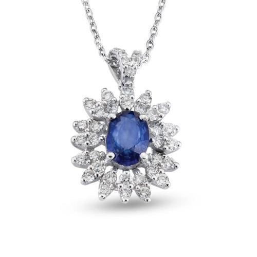 Diamond Sapphire Necklace - Jewelry