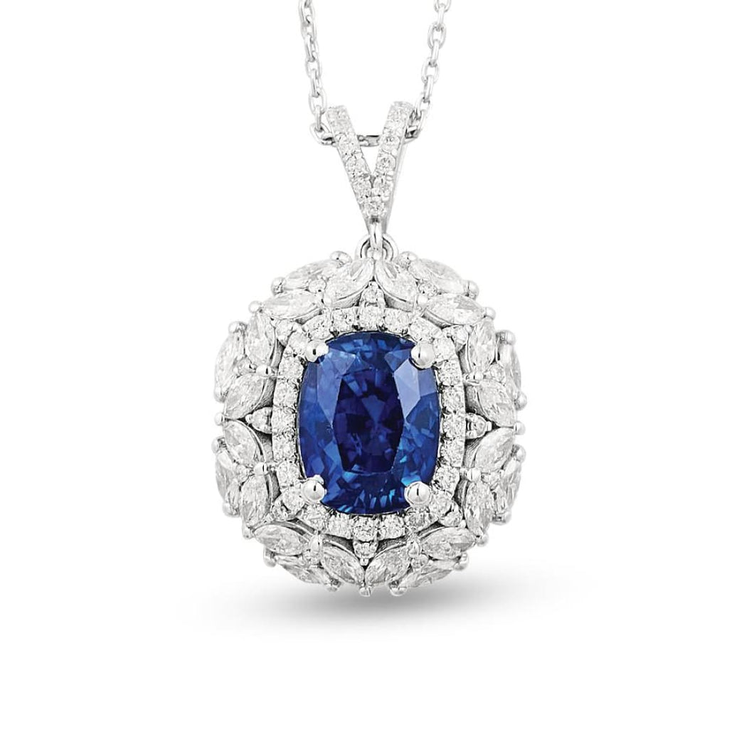 Diamond Sapphire Necklace - Jewelry