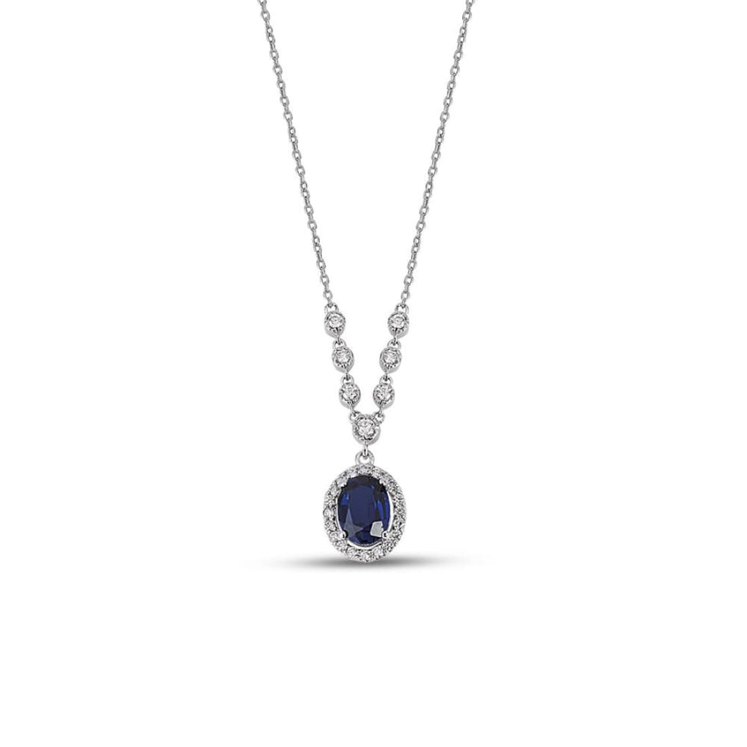 Diamond Sapphire Necklace - Jewelry