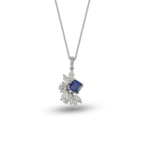 Diamond Sapphire Necklace - Jewelry