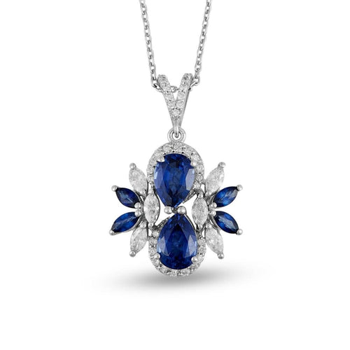 Diamond Sapphire Necklace - Jewelry