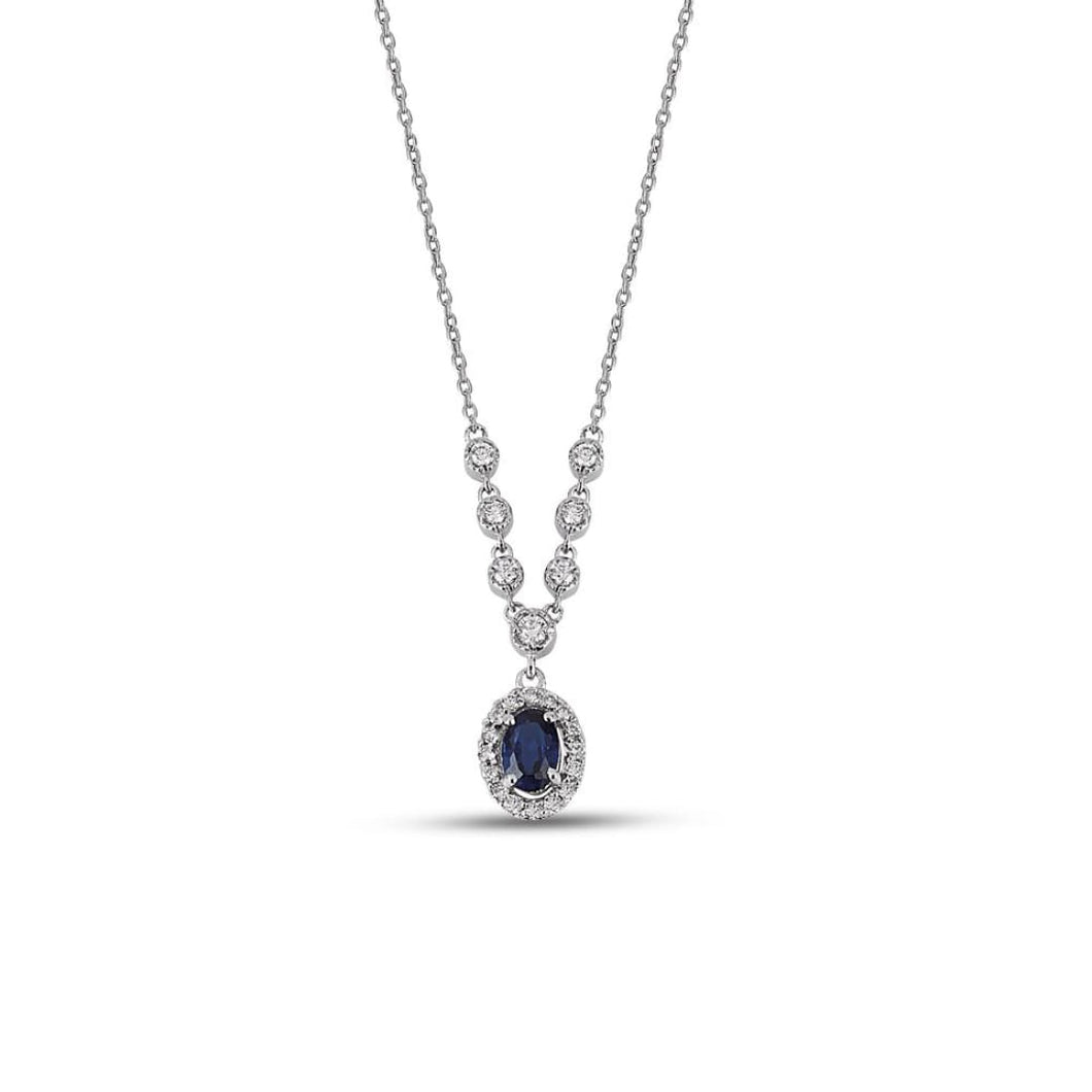 Diamond Sapphire Necklace - Jewelry