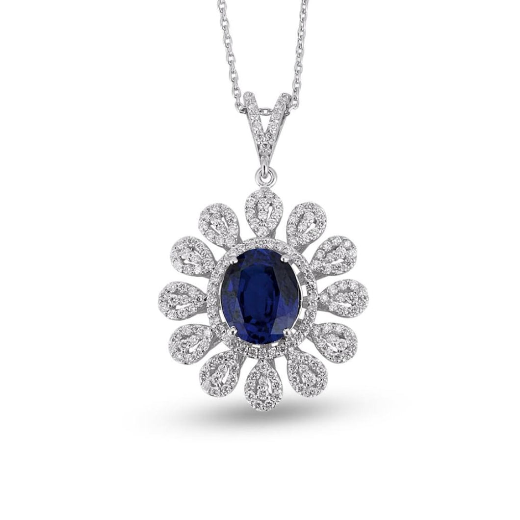 Diamond Sapphire Necklace - Jewelry