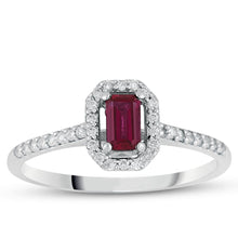 Load image into Gallery viewer, Emerald Cut Ruby Diamond Ring - Ring
