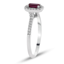 Load image into Gallery viewer, Emerald Cut Ruby Diamond Ring - Ring
