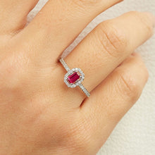Load image into Gallery viewer, Emerald Cut Ruby Diamond Ring - Ring
