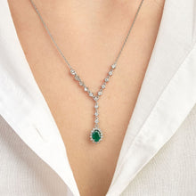 Load image into Gallery viewer, Emerald Diamond Necklace - Jewelry
