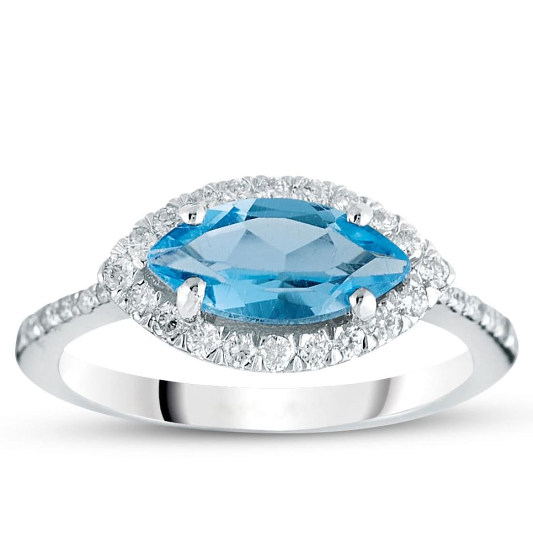 Diamond Blue Topaz Ring - Jewelry