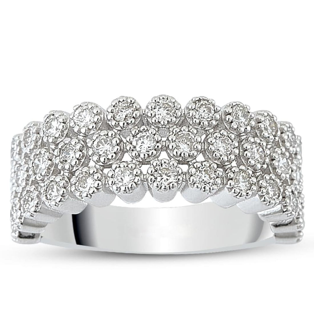 Millgrain Bezel 3 Row Diamond Ring - Empire Fine Jewellers