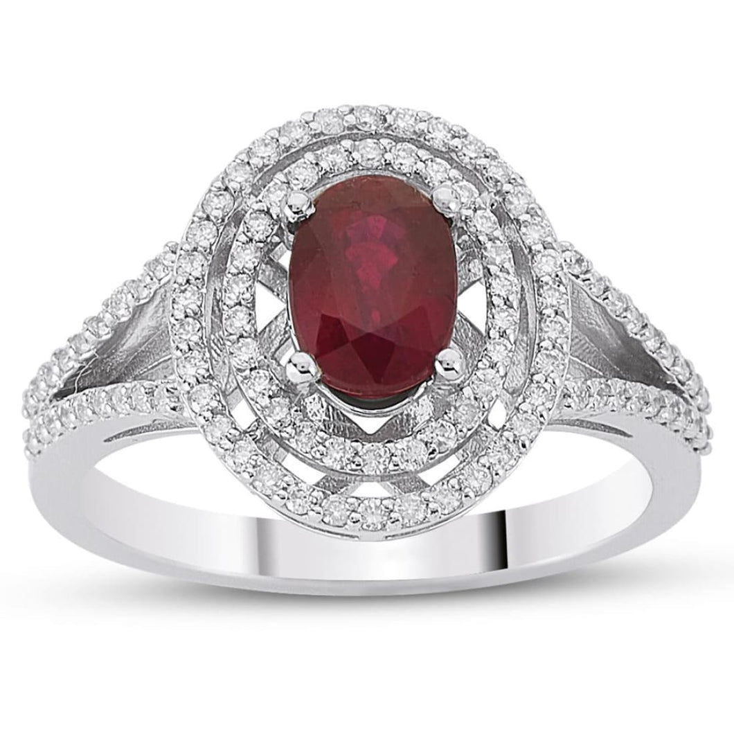 Oval Cut Ruby Diamond Ring
