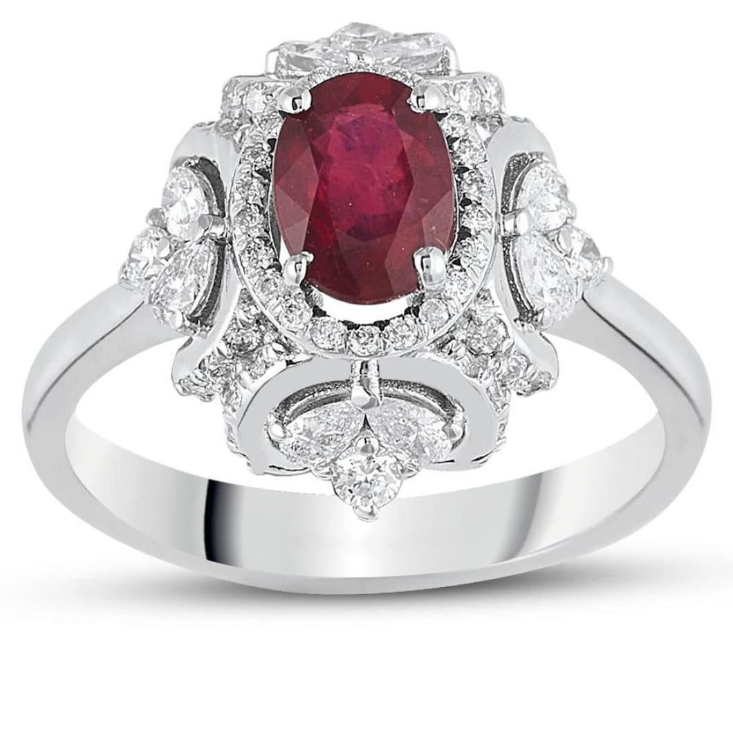 Oval Cut Ruby Diamond Ring - Jewelry