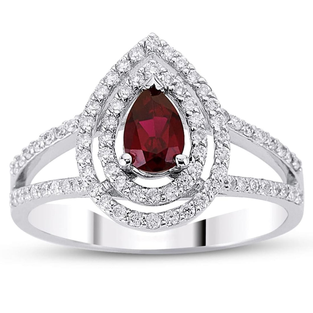 Pear Cut Ruby Diamond Ring